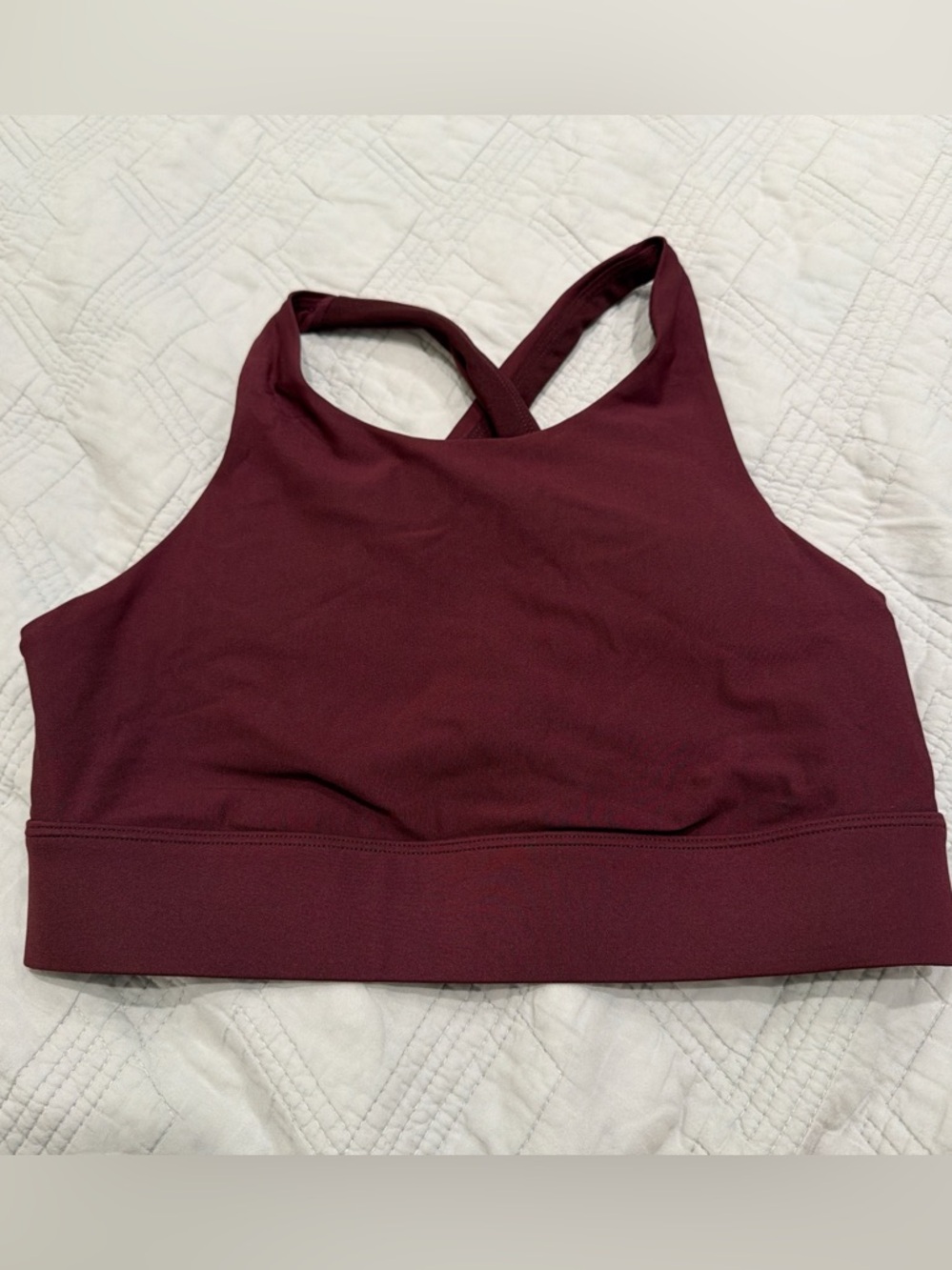 Women’s Fabletics High-Neck Sports Bra in Burgundy